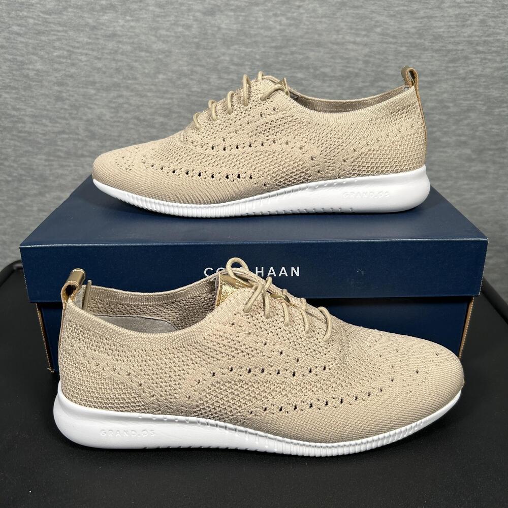 Cole Haan 2 Zerogrand Stitchlite Shoes Women Size 8.5 Beige Knit Lightweight NEW